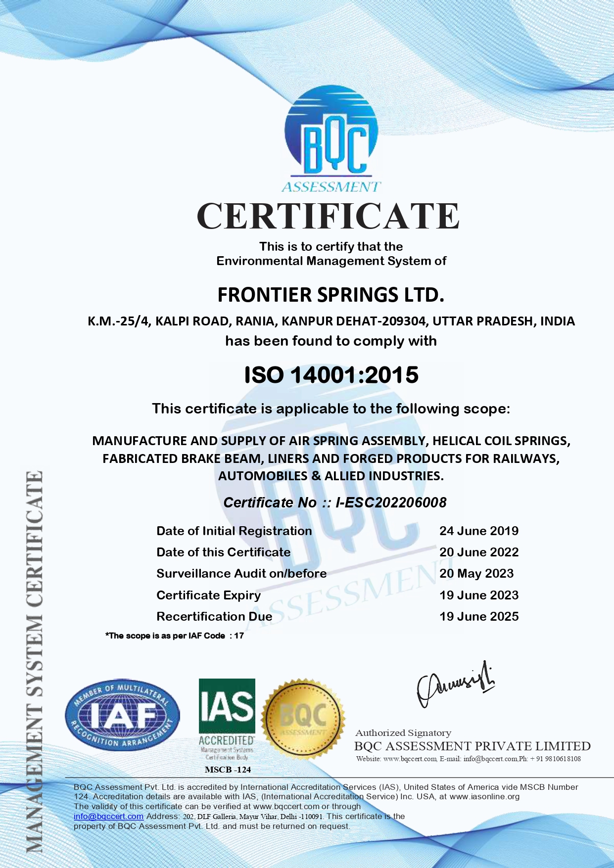 ISO 14001:2015 (Environmental Management System)
